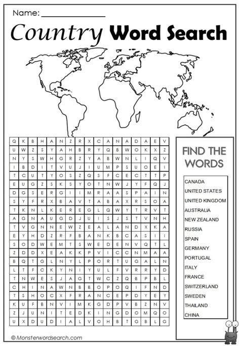 Printable Geography Word Search