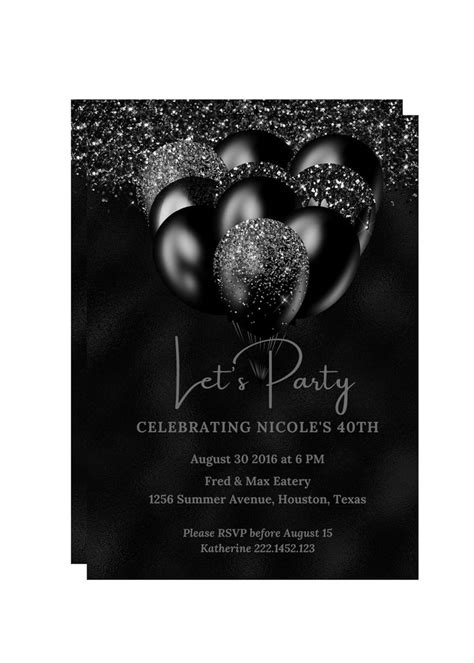 Buy Editable Birthday Invitation Black Invitation Lets Party Black