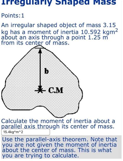 Solved Points1 An Irregular Shaped Object Of Mass 315 Kg