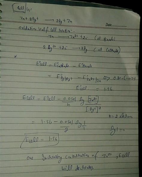 A A Cell Is Prepared By Dipping A Zinc Rod In 1M Zinc Sulphate