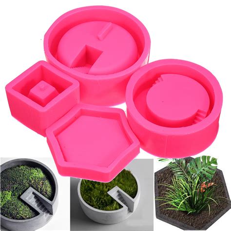 D Silicone Flower Pot Mold Succulent Plant Concrete Vase Diy Craft