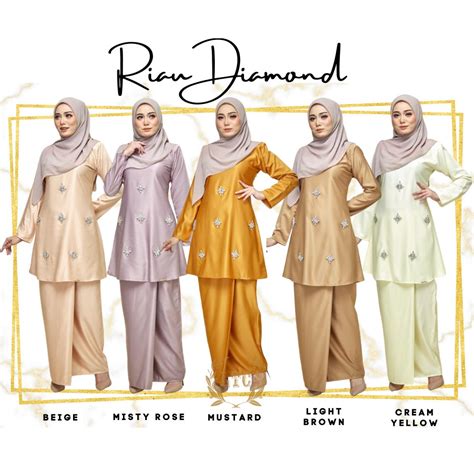 Baju Kurung Riau Moden Diamond Kurung Plus Size Baju Raya Beige