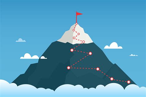 Rute Gunung Ke Puncak Gunung Сoncept Kesuksesan Ilustrasi Stok Unduh