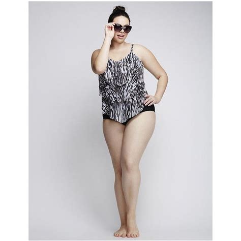 Cacique Plus Size Flounce Swim Tank With Built In No Wire Bra Women S