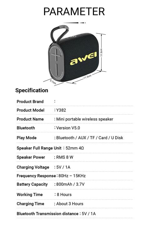 Awei Y Portable Tws Hifi Bluetooth Wireless Speaker Usb Outdoor Mini