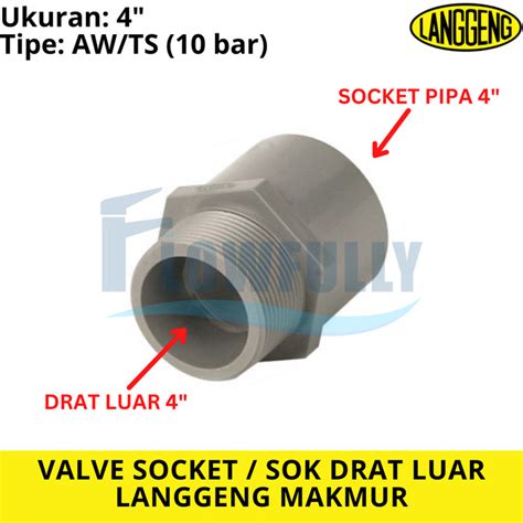 Jual Valve Socket Ts Inch Pvc Langgeng Sock Drat Luar Dim Aw Kota