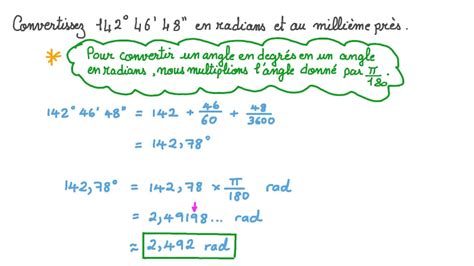 Vid O Question Convertir Des Degr S En Radians Nagwa