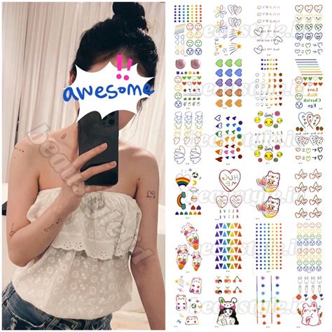 Jual N Korean Colorful Cute Tattoo Temporary Waterproof Sticker Tato