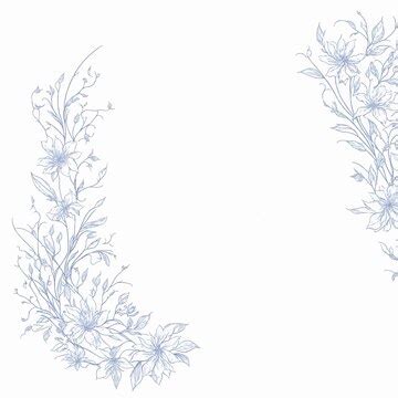 Premium Vector | A light blue floral border with flowers on a white ...