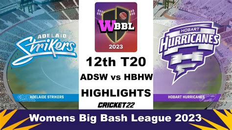 Wbbl 2023 Adelaide Strikers Women Vs Hobart Hurricanes Women