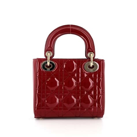 Mini Sac Lady Dior Mini Dior Cuir Verni Bordeaux