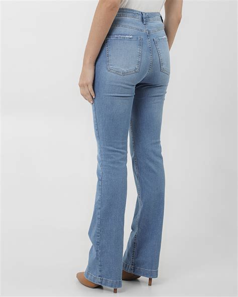 Riachuelo Cal A Jeans Feminina Bootcut Cintura Alta Estonada Denim