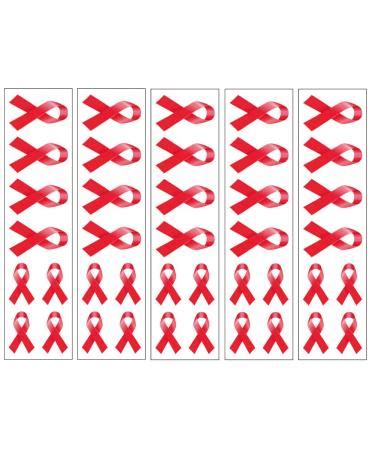 40 Red Ribbon Temporary Tattoos: HIV/AIDS Awareness Tattoo