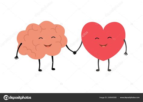 Brain And Heart Handshake Vector Concept Illustration Of Teamwork