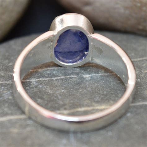 Nat Rlicher Blauer Saphir Karat Ring Sterling Silber