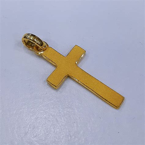 K Solid Gold Cross Pendant Pure Gold By Estherleejewel Etsy