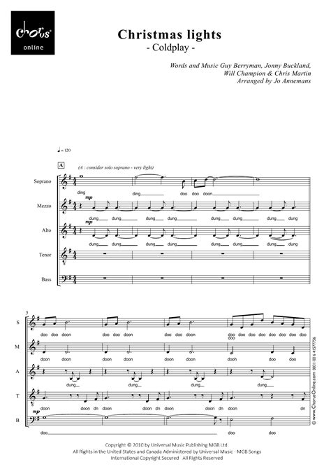 Coldplay Christmas Lights (arr. Jo Annemans) Sheet Music, Chords ...