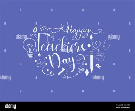 Happy Teachers Day Hand Lettering Vector Illustration Design With