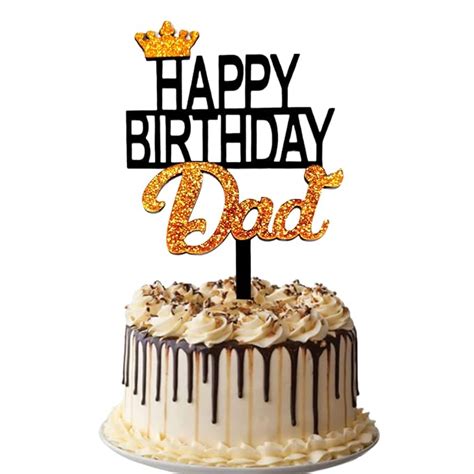 Party Decorz Happy Birthday Dad Cake Topper 6 Inch 1pcs Black