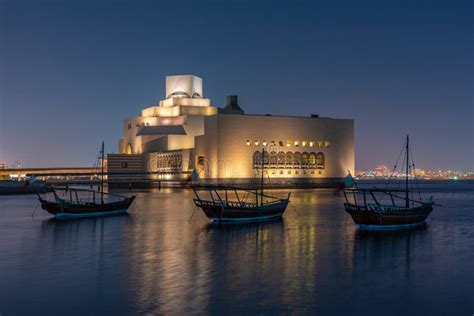 Night View of the Museum of Islamic Art in Doha, Qatar Editorial Stock Image - Image of artwork ...