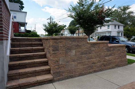 Driveway Retaining Wall With Stairs Cornerstone Wall Solutions