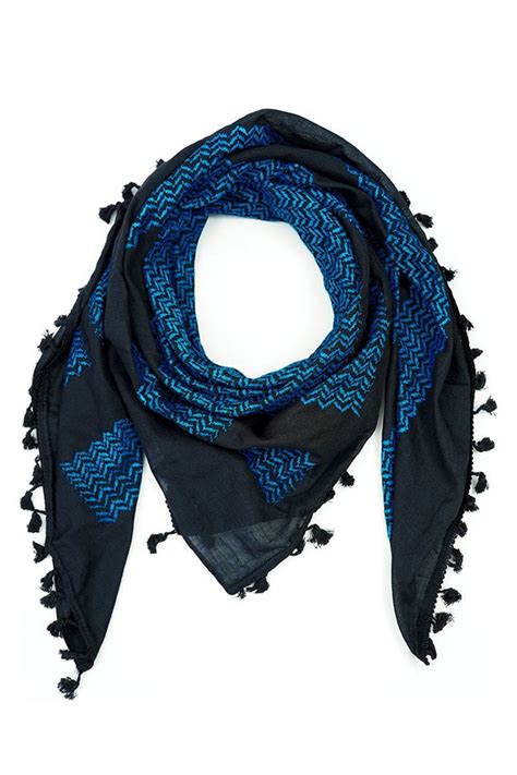 Shemagh Keffiyeh Bufanda árabe Palestina Multicolores azul sobre negro