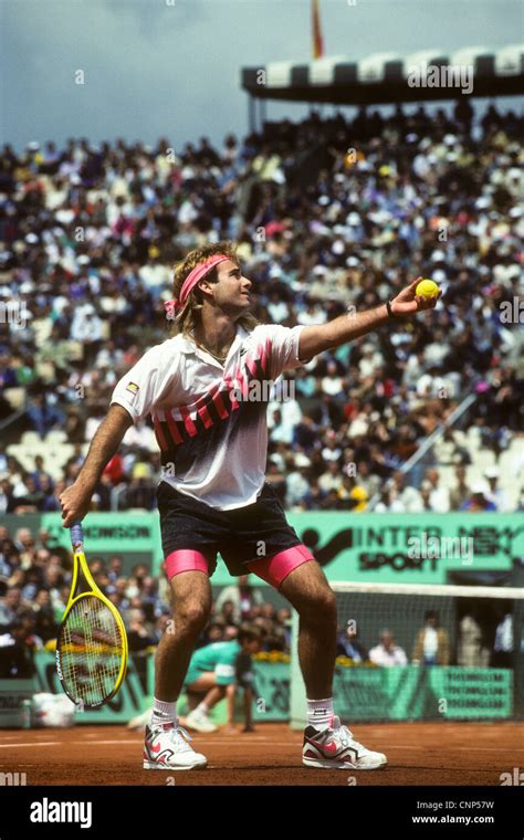 Andre Agassi at the 1990 French Open Stock Photo - Alamy