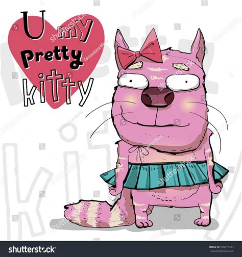 Beautiful Pink Pussy Cat Skirt Bow Stock Vector Royalty Free 509473513 Shutterstock