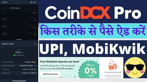 How To Deposit Money In Coindcx Pro Exchange Upi Mobikwik Zero Fee