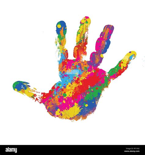 Colorful handprint on white background, vector illustration Stock ...