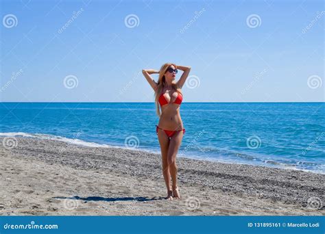Blonde Model In Microbikini Stock Image Image Of Microbikini Summer 131895161