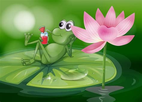 Une grenouille au dessus du nénuphar 525381 Art vectoriel chez Vecteezy