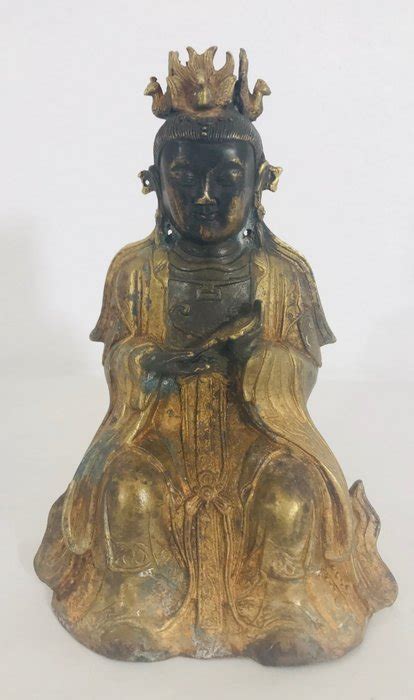 Standbeeld Van Zittende Guanyin Brons China Eind E Catawiki