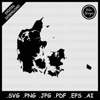 Denmark Map Svg Danish Dane Black Border Silhouette Vector Png