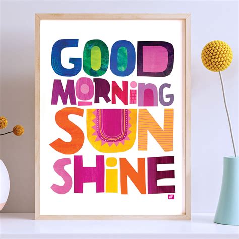 Good Morning Sunshine Gift For Happiness Quote Positive Words Sun ...