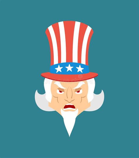 Uncle Sam Angry Emoji Man Evil Emotions Avatar Stock Vector