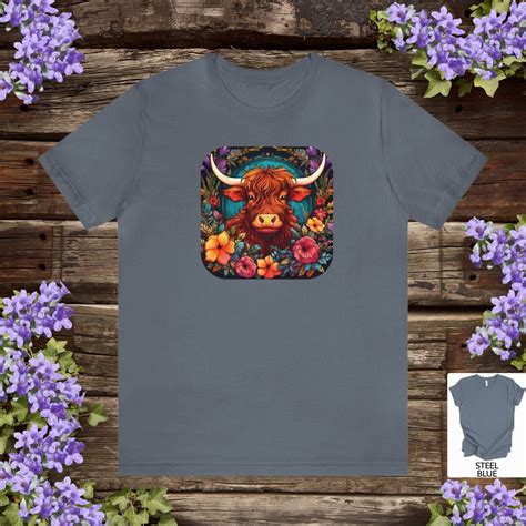 Highland Cow Tshirt Floral Highland Cow Tshirt Cute Highland - Etsy