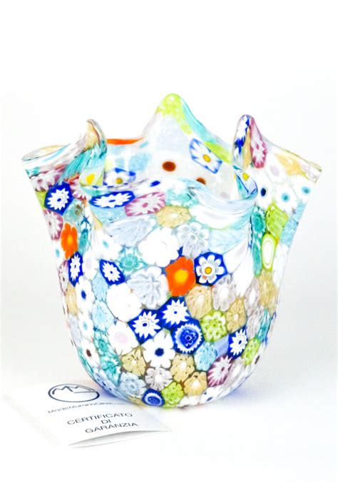 Fasoetin Murano Glass Vase With Murrina Millefiori Elettra Made