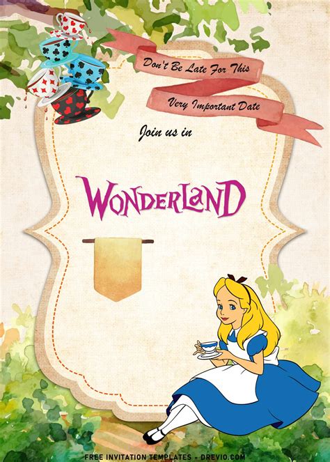 7 Alice In Wonderland Birthday Invitation Templates