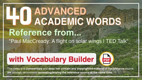 Advanced Academic Words Ref From Paul Maccready A Flight On Solar