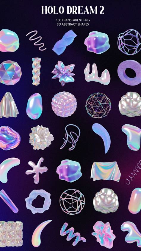 Holo Iridescence 3D Shapes Graphics 3d Shapes Shapes Graphic