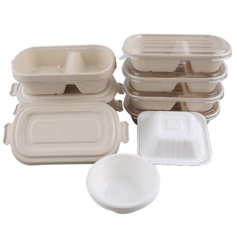 Biodegradable Disposable Cornstarch Rectangular Take Away 2 3 4 Grid