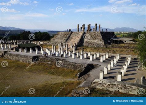 View from Pyramid C Toward Pyramid B, Tula Archaeological Site, Mexico ...