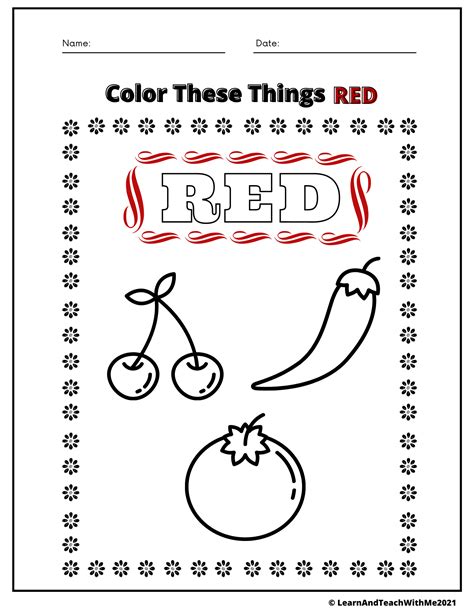 Things That Are Red Worksheet