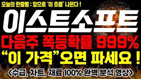 이스트소프트 주가전망 🚨긴급🚨 다음주 폭등 확률 999 이 가격 오면 그때 파세요🔥🔥 인공지능관련주 Ai관련주