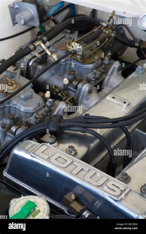 View Across Lotus Badge On A Lotus Twin Cam Engine In A Classic 60s