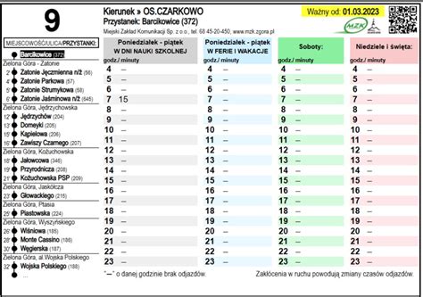 Rozkład jazdy autobusów Kurier Barcikowicki