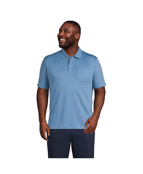 Lands End Mens Big And Tall Short Sleeve Super Soft Supima Polo Shirt With Pocket Macys