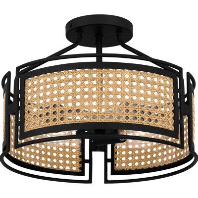 AllModern Handa Rattan Semi Flush Mount In Black Brown 10 5 H X 14