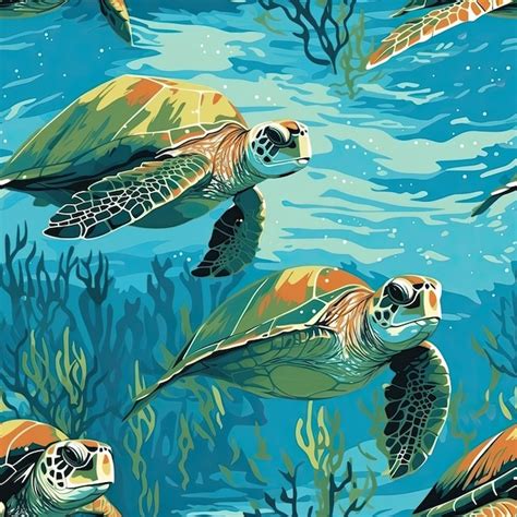 Premium Photo Gentle Sea Turtles Swimming In Turquoise Waters